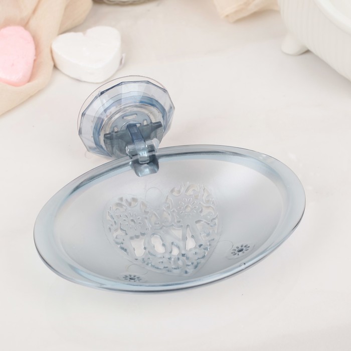 Мыльница на присоске, с рисунком "Love" 14х12х5 см, цвет МИКС