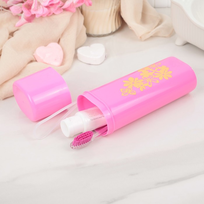 Футляр для зубной щетки и пасты 6,5х4,8х19,8 см, цвет МИКС