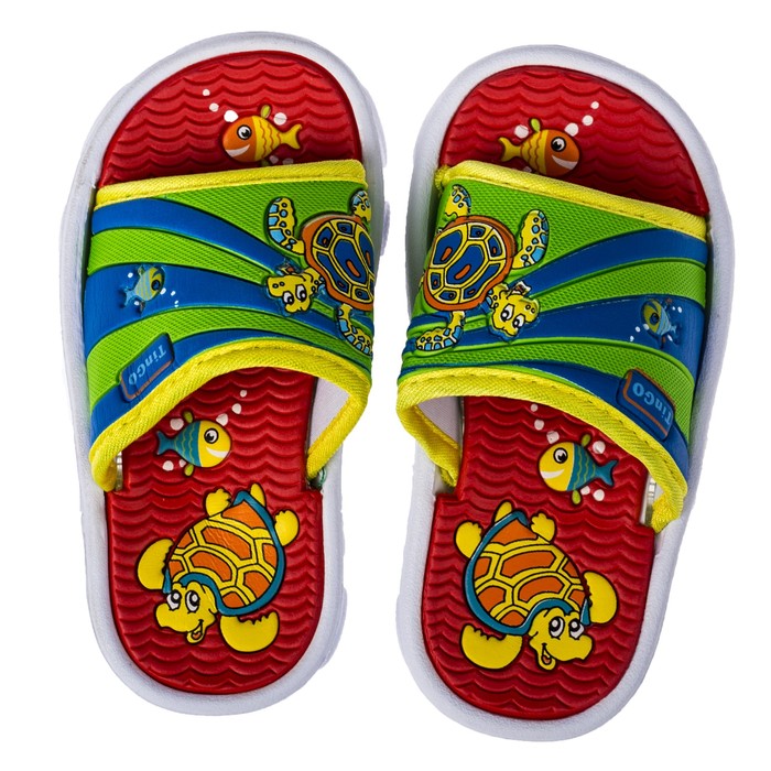 Сланцы детские пляжные арт. BB35001, цвет зелёный/оранжевый, размер 25