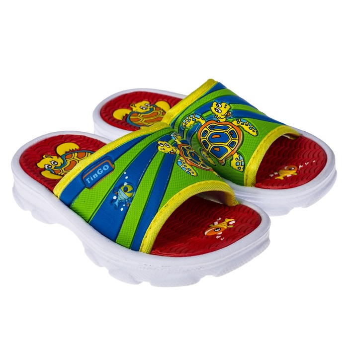 Сланцы детские пляжные арт. BB35001, цвет зелёный/оранжевый, размер 28