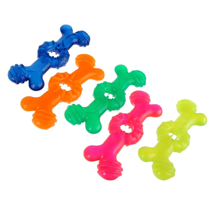 Игрушка жевательная "Кость с кольцом" большая, 17 см, микс цветов