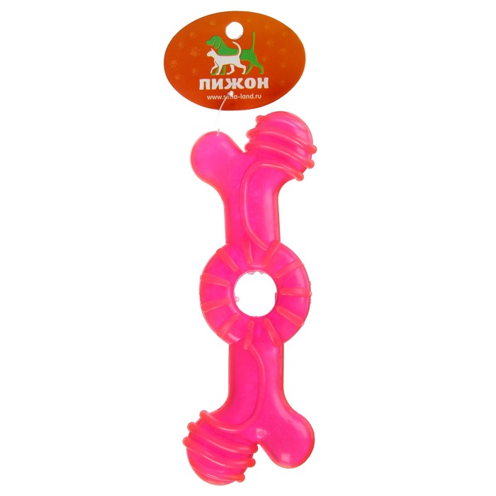 Игрушка жевательная "Кость с кольцом" большая, 17 см, микс цветов