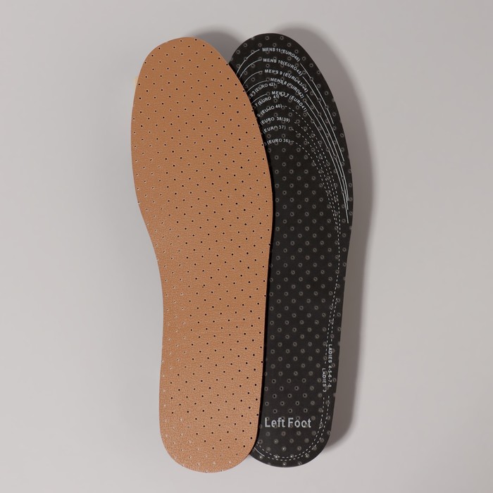 фото Стельки для обуви, универсальные, дышащие, р-р ru до 48 (р-р пр-ля до 47), 30 см, пара, цвет коричневый onlitop