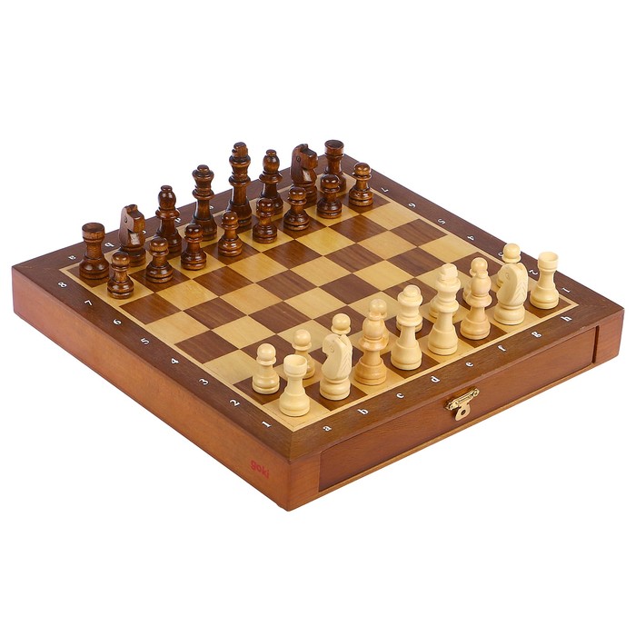 Шахматы деревянные, клетка 2.5 см, (фигуры от 2.5 см до 5.5 см), дно раздвижное, 26х26 см