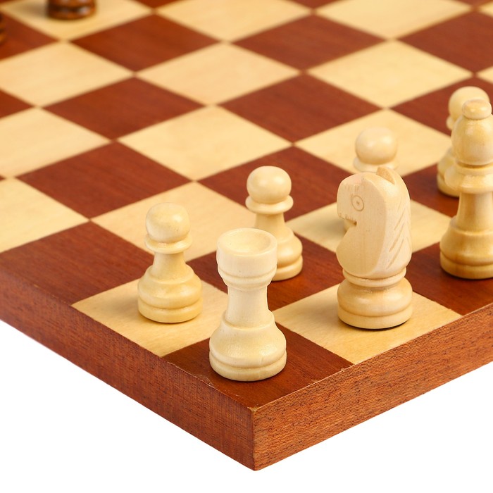 Шахматы деревянные, клетка 3.5 см, (фигуры от 2.5 см до 5.5 см), поле без краёв, 27х13.5 см