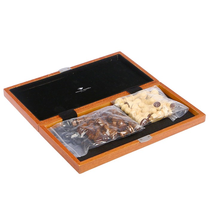 Шахматы деревянные, клетка 3.5 см, (фигуры от 2.5 см до 5.5 см), поле без краёв, 27х13.5 см