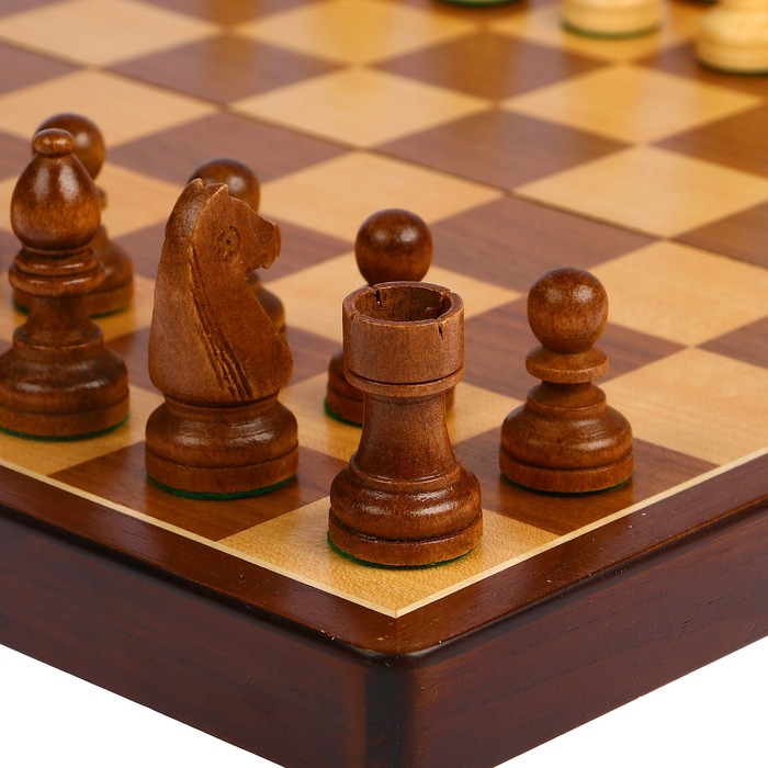 Шахматы деревянные, клетка 4 см, (фигуры от 4 см до 8 см с подложкой), 37.5х18.5 см