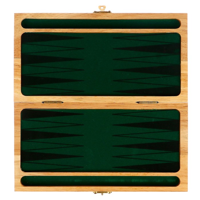 Нарды деревянные, фишка 1.5 см, кубик 1 см, зелёная подложка, 24х4.5х12х5 см