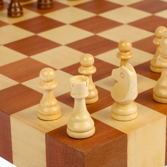 Набор игр 2в1: шашки (d=2.6см), шахматы (фигуры 4.5 - 9см), дерево, клетка 5см, 43х6х43см