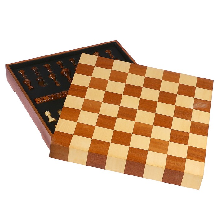 Набор игр 2в1: шашки (d=2.6см), шахматы (фигуры 4.5 - 9см), дерево, клетка 5см, 43х6х43см