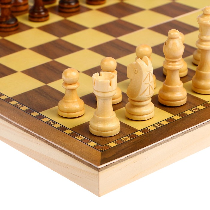 Игра настольная «Шахматы» деревянные, клетка 3 см, фигуры от 3 см до 6.5 см, 4х29х14.5 см