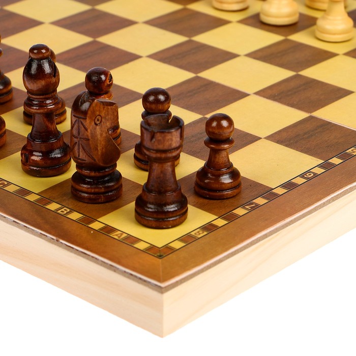 Игра настольная «Шахматы» деревянные, клетка 3 см, фигуры от 3 см до 6.5 см, 4х29х14.5 см