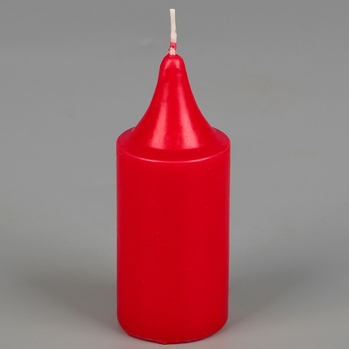 Свеча "Ручная работа" цилиндр, красная, 4х10см