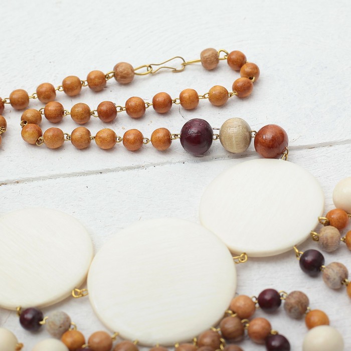 Колье ручная работа, деревянное "Рафаэлло с подвеской", цвет МИКС