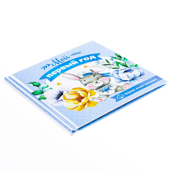 Подарочный набор "Мой первый год": кармашек на детскую кроватку с двумя отделениями, настольная корзинка и первая книга малыша