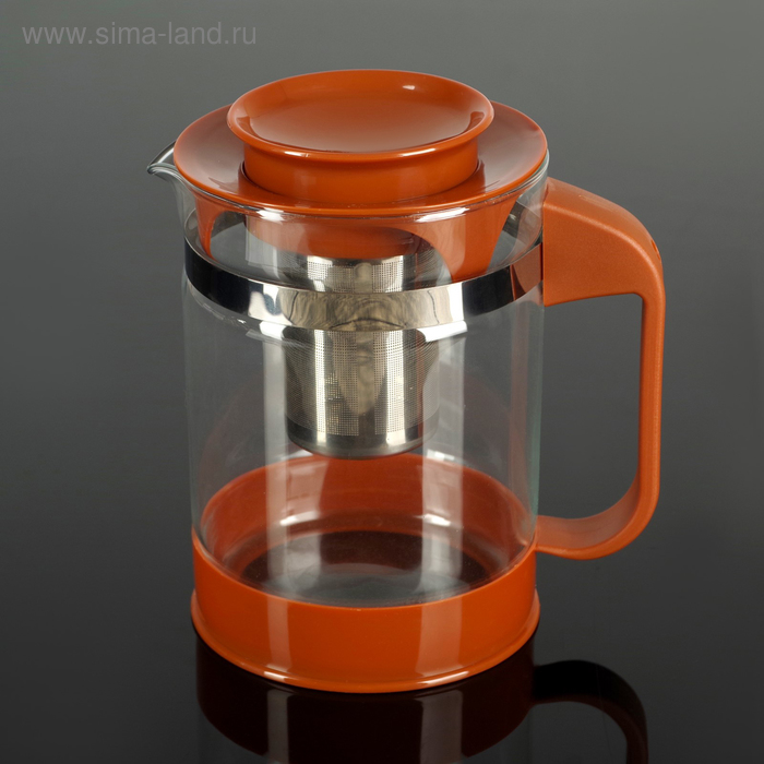 чайник стеклянный заварочный хюгге 1 л с металлическим ситом Чайник стеклянный заварочный «Шоколад», 1,25 л, с металлическим ситом