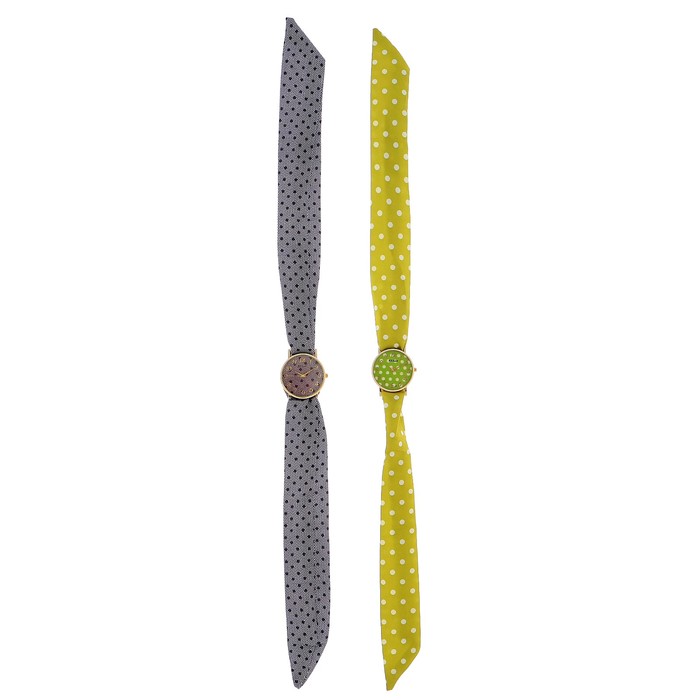 Часы наручные женские, ремешок-платок, рисунок горошек микс