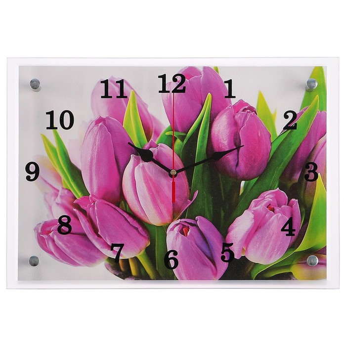 Часы-картина настенные, серия: Цветы, Тюльпаны, 25х35 см
