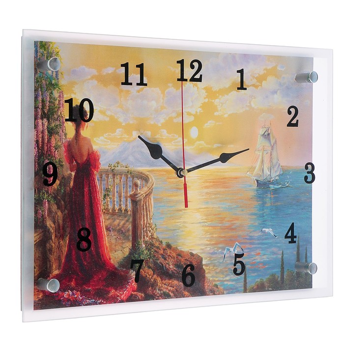 Часы настенные "Девушка и корабль", 25х35 см