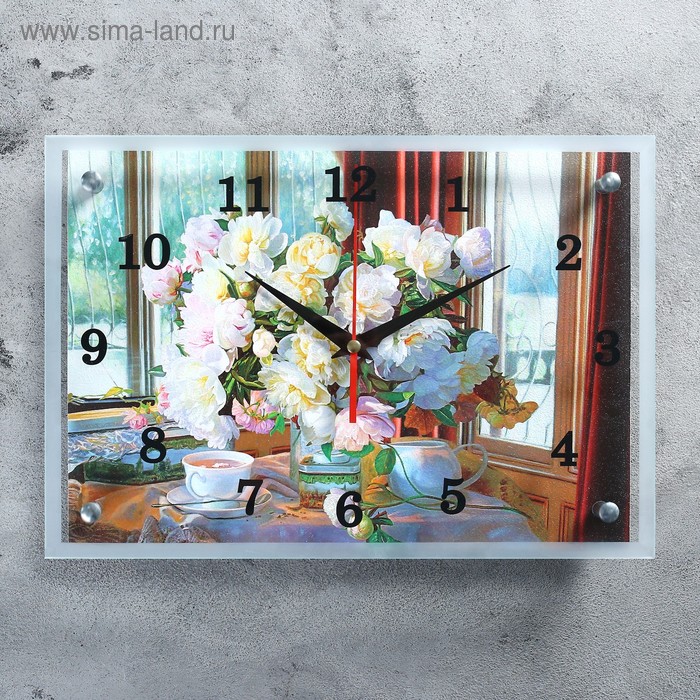 цена Часы-картина настенные, серия: Цветы, Цветы в вазе, 25х35 см