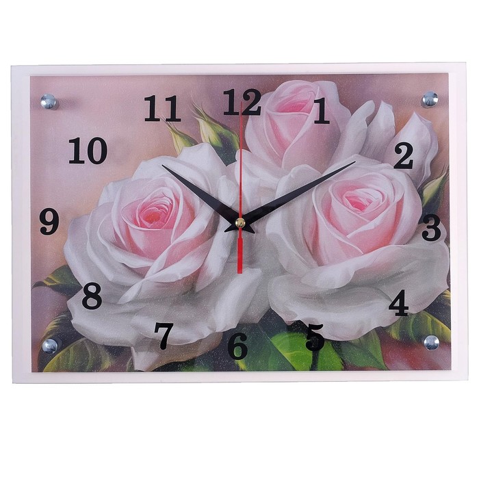 Часы настенные, серия: Цветы, Розы, 25х35 см