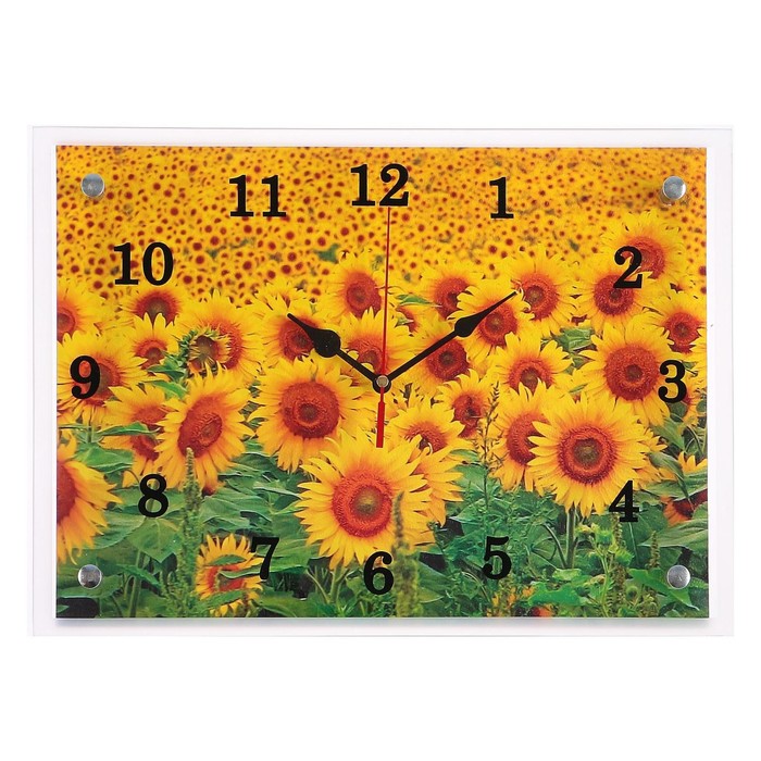 Часы настенные, серия: Цветы, Подсолнухи, 25х35 см