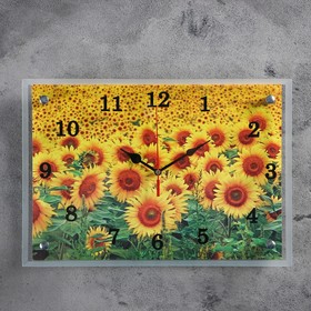 Часы настенные, серия: Цветы, "Подсолнухи", 25х35 см микс
