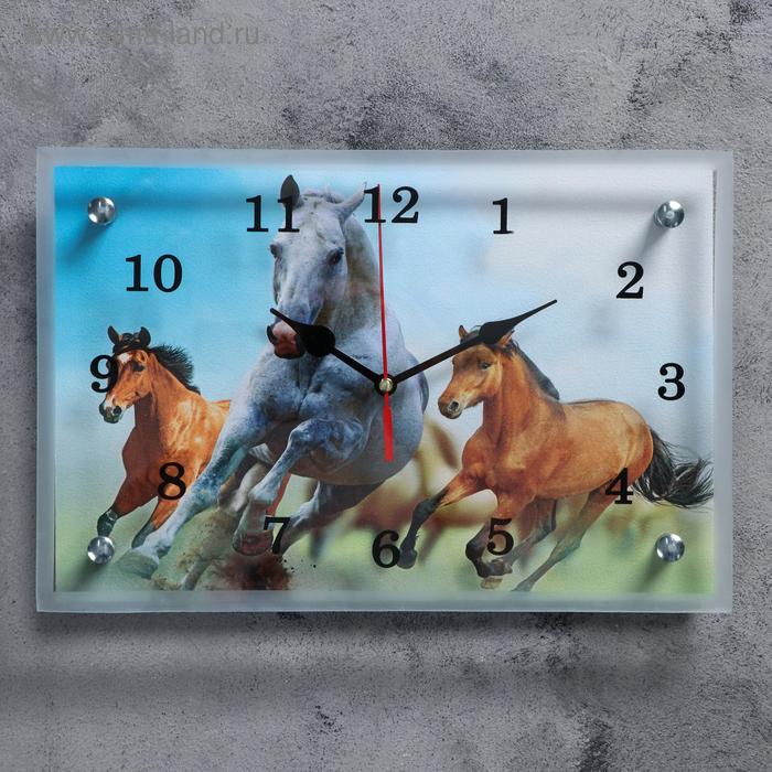 фото Часы настенные, серия: животный мир, "лошади", 20х30 см сюжет