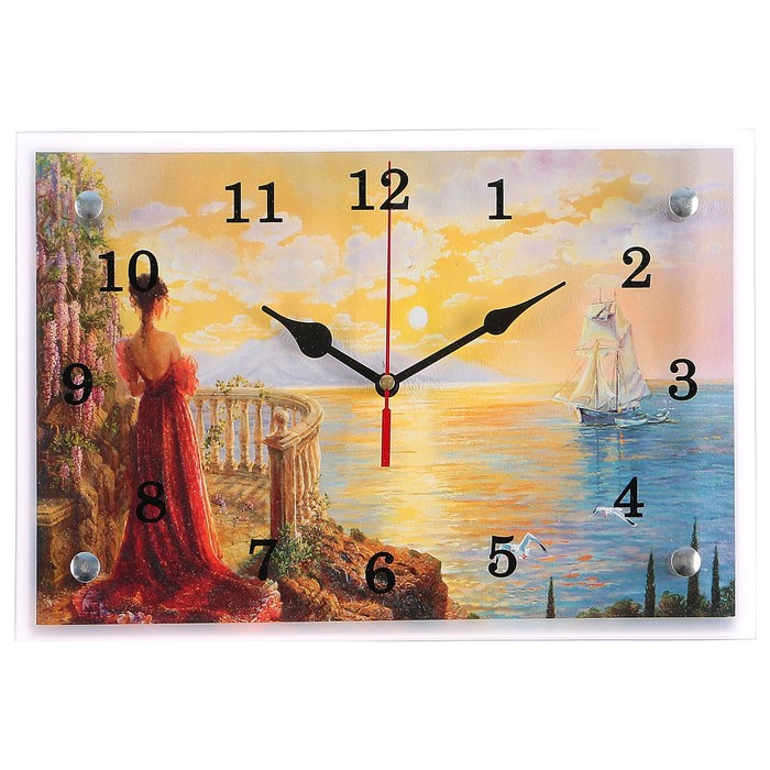 Часы настенные "Девушка и корабль", 20х30 см