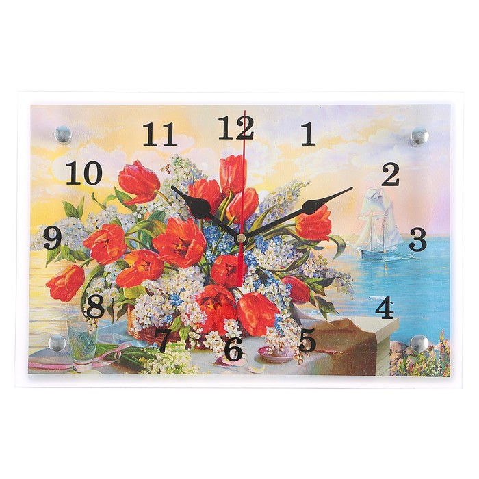 Часы настенные "Цветы в вазе", 20х30 см