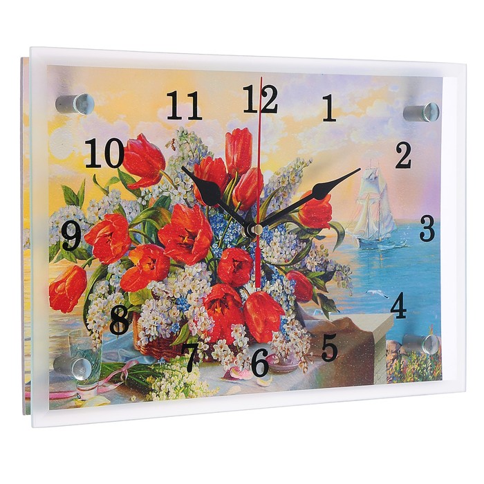 Часы настенные "Цветы в вазе", 20х30 см