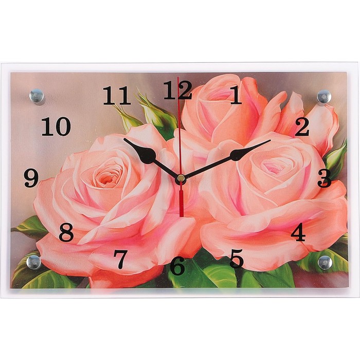 цена Часы-картина настенные, серия: Цветы, Розы, 20х30 см