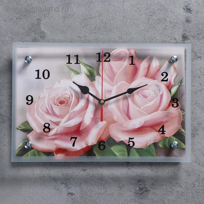 Часы-картина настенные, серия: Цветы, Розы, 20х30 см