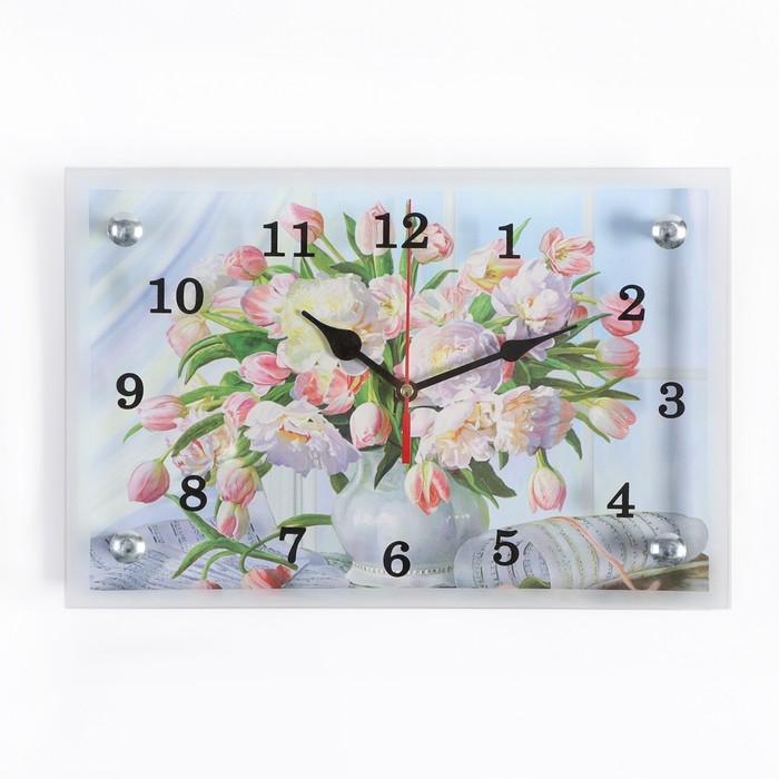 Часы настенные, серия: Цветы, Цветы в вазе, 20х30 см