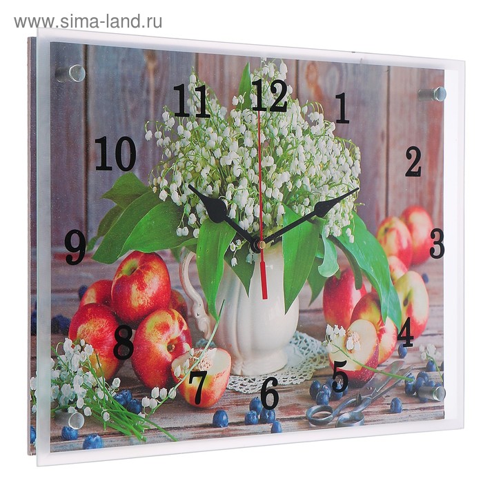 Часы настенные, серия: Цветы, Цветы и яблоки, 30х40 см