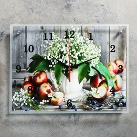 Часы настенные, серия: Цветы, "Цветы и яблоки", 30х40 см