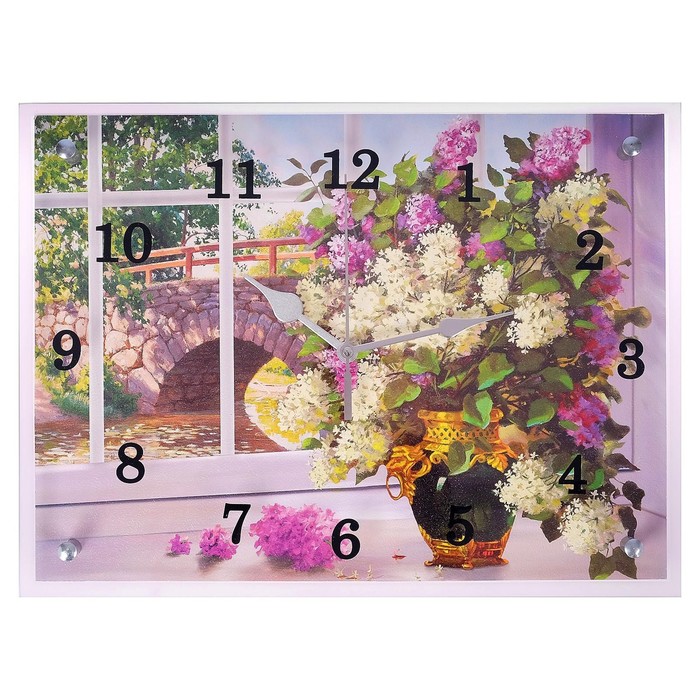фото Часы настенные, серия: цветы, "цветы в вазе", 30х40 см, микс сюжет