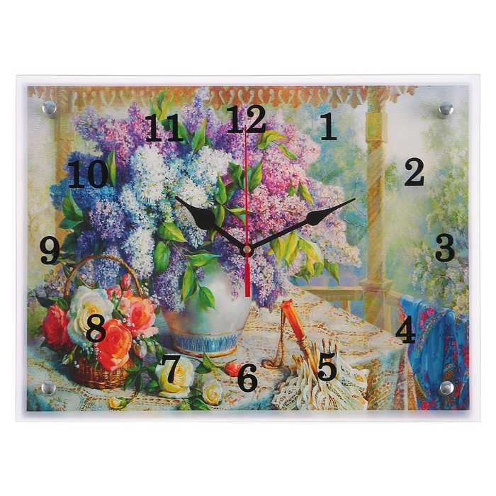 Часы настенные "Сирень в вазе", 30х40 см
