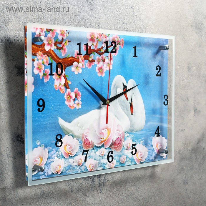 

Часы-картина настенные, серия: Животный мир, "Лебеди", 30х40 см