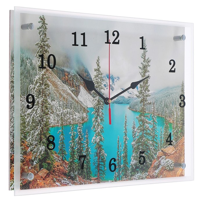 фото Часы настенные, серия: природа, "горное озеро", 30х40 см сюжет