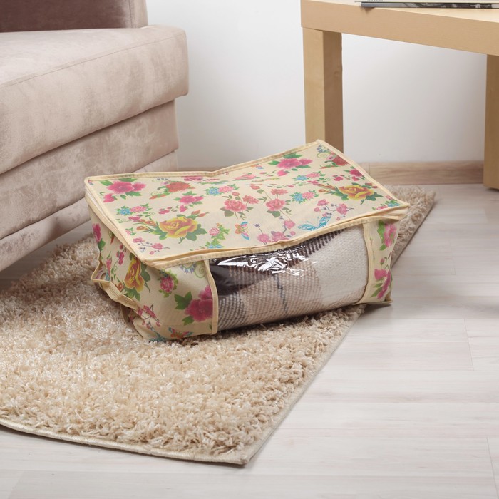 Кофр для хранения вещей 43,5х29х21,5 см "Цветы"