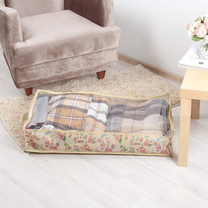 Кофр для хранения вещей 80х43,5х14,5 см "Цветы"