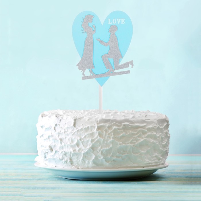 Топпер "Влюбленная пара", цвет серебро