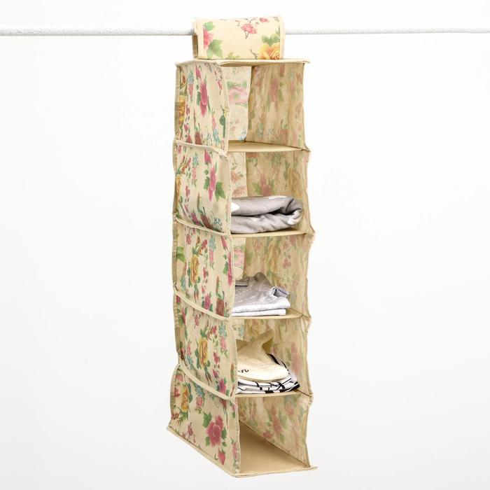 Кофр подвесной «Цветы», 5 отделений, 14,5 × 29 × 70 см