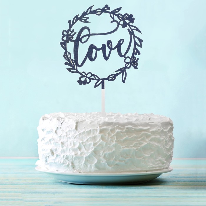 Топпер Love в цветочном круге, цвет чёрный