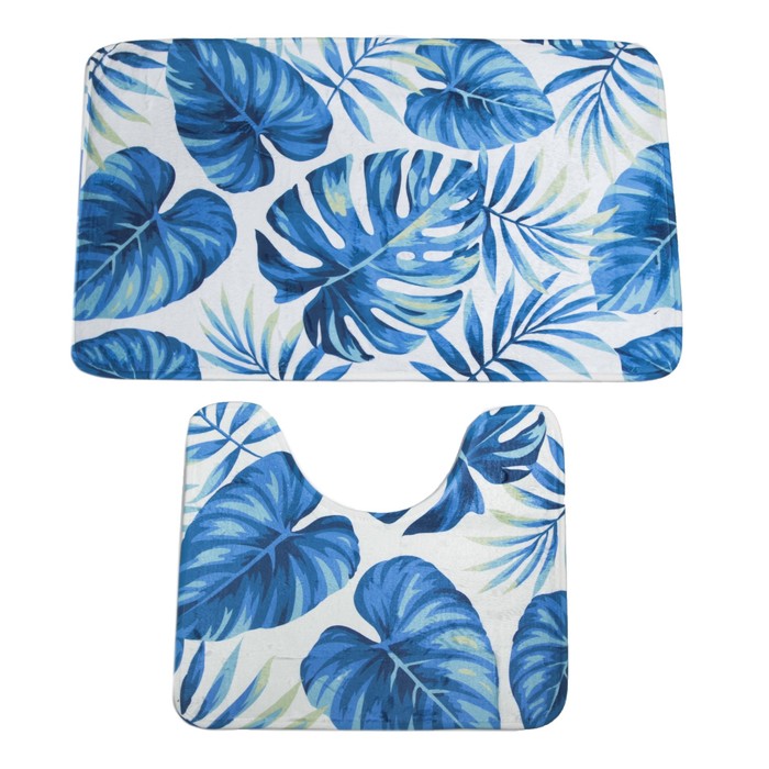 Набор ковриков для ванной и туалета 2 шт "Листья"