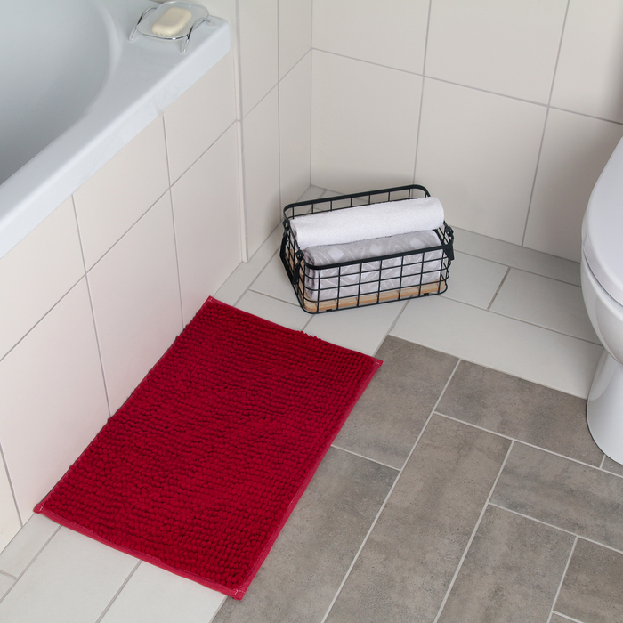 Коврик для ванной "Букли", цвет бордовый