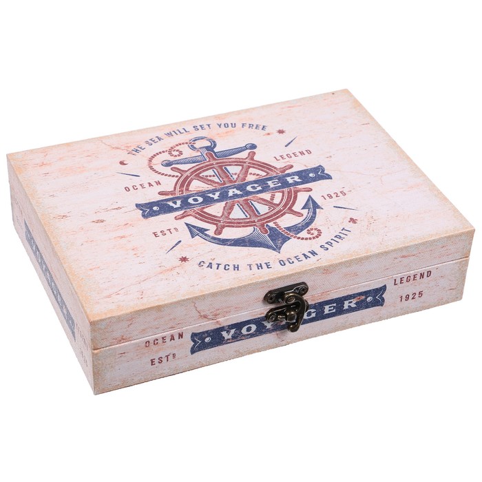 Шкатулка дерево "Штурвал и якорь" 5,5х24х17 см