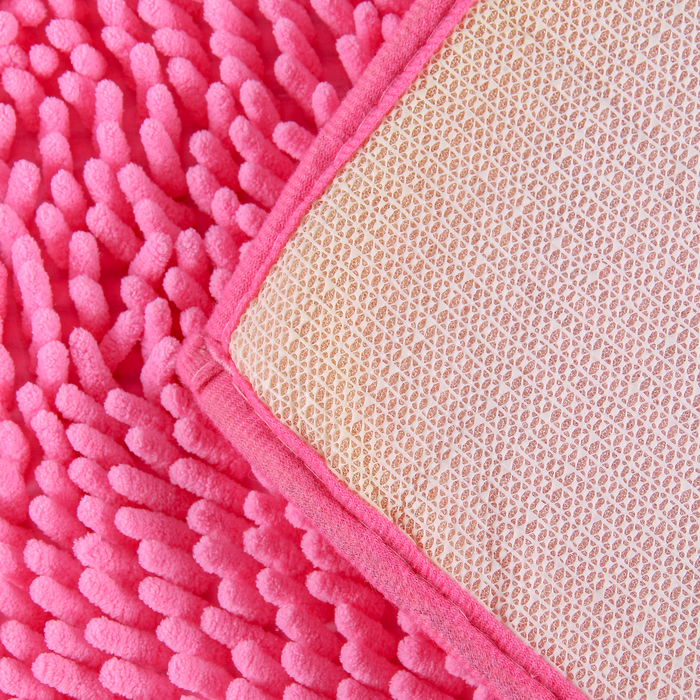 Коврик для ванной "Букли длинные", цвет розовый