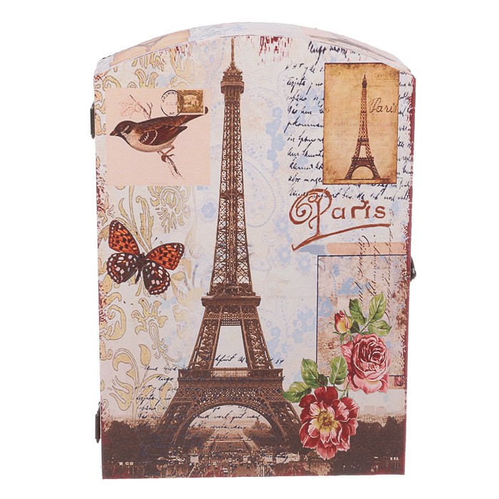 Ключница дерево 6 крючков "Эйфелева башня. Париж" 29х20х6,8 см